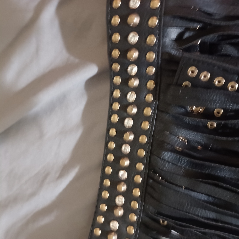 Leather fringe lace belt